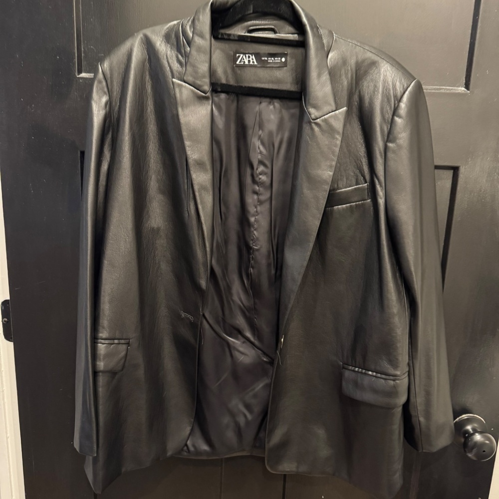 Zara Faux Leather Blazer